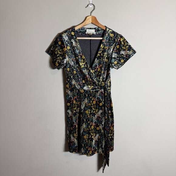 Urban Outfitters Tiger Snake Print Velvet Wrap Mini Dress Women's XS Multi NWOT - Picture 3 of 13